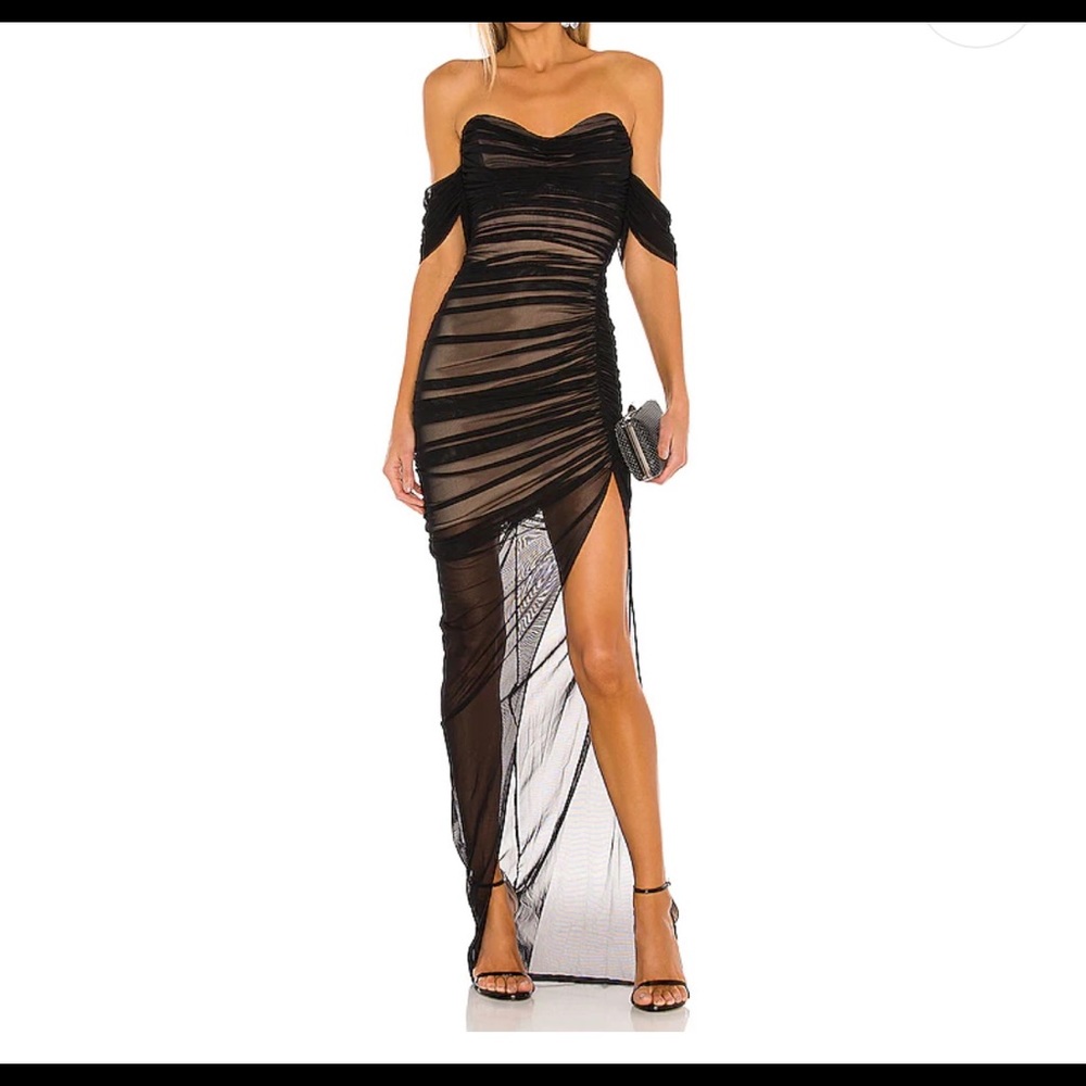 Revolve Nookie Dita Mesh Gown in Black